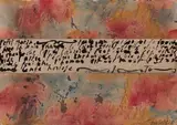 Petit matin, Jean Tardieu - Tableau-poème by Jean Cortot, 1985, Encre, collage et aquarelle sur papier monté sur panneau, sold Oct 2022