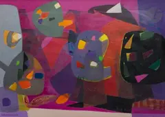 Objets volants by Denise Bourdouxhe, Gouache, sold Oct 2022