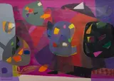 Objets volants by Denise Bourdouxhe, Gouache, sold Oct 2022