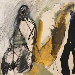 Personnages by Patrick Loste, Encre et gouache sur papier, sold Oct 2022