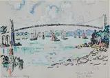 Pont suspendu de Lézardrieux, Côtes du Nord by Paul Signac, 1924, Aquarelle et encre, sold Jun 2010