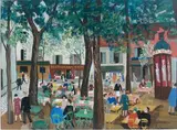 Paris Montmartre, Place du Tertre by Lucien Génin, Gouache, sold Jun 2010