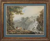 Berger et bergère dans un paysage de montagne by Francesco Casanova, Plume, aquarelle et gouache, sold Jun 2010