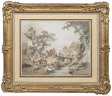 Pastorale by Jean-Baptiste Huet, 1782, Plume, lavis et aquarelle, sold Jun 2010