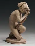 Jeune pêcheur à la coquille ou Le jeune pêcheur avec un filet by Jean-Baptiste Carpeaux, Épreuve en terre cuite, Susse frères éditeurs, Paris, sold Jun 2010