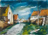 Rue de village by Maurice de Vlaminck, Gouache, sold Jun 2010