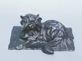 Chat allongé by José-Maria David, 1989, Epreuve en bronze numérotée, sold Nov 2009