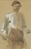 Portrait d'un tailleur (autoportrait ?) Vers 1840 by Isidore Pils, Crayon noir, aquarelle et gouache blanche, sold Jun 2009