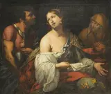 Sémiramis apprenant la révolte de Babylone by Domenico Fiasella, Toile, sold Jun 2009