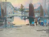 Port breton by Mathurin Janssaud, Pastel, sold May 2009
