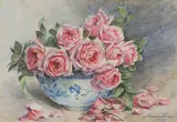 Bouquet de roses by Madeleine Lemaire, Aquarelle, sold May 2009
