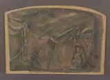 Projet de décor by Georgy Yakulov, Gouache et crayon noir sur carton, sold May 2022