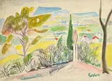 Paysage de Provence by Rudolf Kundera, Huile, encre et gouache sur carton, sold Apr 2022