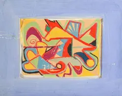 Composition abstraite by Rudolf Kundera, Pastel sur carton, non signée, sold Apr 2022