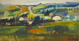 Paysage de campagne by Rudolf Kundera, 1971, Gouache sur panneau d'isorel, sold Apr 2022