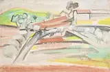 Bateaux au port by Rudolf Kundera, 1975, Gouache sur carton, sold Apr 2022