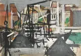 Le Port by Rudolf Kundera, Gouache et encre sur carton, sold Apr 2022