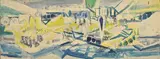 Paysage de campagne sur fond de montagne by Rudolf Kundera, Gouache sur panneau d'isorel, non signée, sold Apr 2022