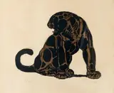 Jaguar assis by Paul Jouve, Lithographie originale en couleurs et en noir, sold Dec 2019