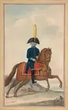Un officier de cavalerie by Nicolas Hoffmann, Plume et encre grise, aquarelle et gouache, re rehauts d'or, sold Dec 2019