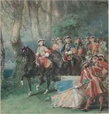 Le salut des étendards by Eugène Lami, Aquarelle, sold Dec 2019
