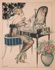 Élégante à sa toilette by Léo Fontan, Aquarelle et gouache sur papier, sold May 2019
