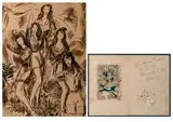 Les jeunes filles en liberté du théâtre de la Madeleine by Louis Touchagues, Mine de plomb et gouache sur papier, sold May 2019