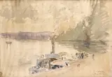 Le vapeur à la Bouille by Albert Lebourg, 1912, Aquarelle sur papier sur traits de crayon, sold Jun 2011