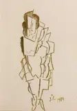 Femme cubiste en pied by Josef Čapek, 1914, Crayon aquarellé sur papier, sold Jun 2011