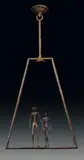 Lustre aux acrobates by Diego Giacometti, vers 1978, Bronze à patine brune et verte, sold Jun 2011