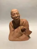 Vieux chinois à l'éventail by Gaston Hauchecorne, Epreuve en terre cuite, sold Apr 2019