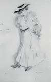 Portait de la Petite Rita en pied by Edgar Chahine, Crayon noir, sold May 2007