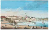 Vue présumée de Stockholm, 1804. Revue militaire by Elisabeth-Charlotte Karsten, 1804, Gouache, sold Dec 2011