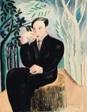 Sans titre (Autoportrait?) by René Guiette, 1923, Gouache sur papier, sold Dec 2011