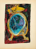 Sans titre (le réveil) by René Guiette, 1947, Gouache sur papier, sold Dec 2011