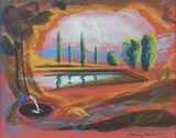 Paysage by François Lamore, 1988, Gouache sur papier, sold Oct 2016