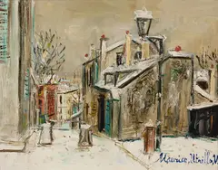 La maison de Mimi Pinson sous la neige by Maurice Utrillo, oil on canvas, sold Jun 2018