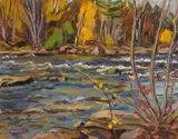Palmer Rapids, Madawaska River by A. Y. Jackson, oil on board, sold Apr 2018