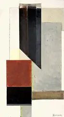 Ohne Titel by Heinrich Siepmann, 1977, Collage mit Leinwand auf Karton, sold Nov 2008