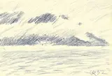 Monte Tamaro am Lago Maggiore by Christian Rohlfs, 1932, Blaue Kreide auf Fabriano-Velin, sold Jun 2010