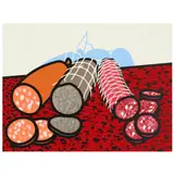 Three Sausages by Patrick Caulfield, Screenprint in colors, sold May 2022