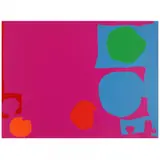 Three Reds in Magenta and Green in blue by Patrick Heron, Screenprint in colors, sold May 2022