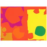 Six in Vermilion with Green in Yellow by Patrick Heron, Screenprint in colors, sold May 2022