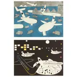 Airport and Night Landing (Two Works) by Julian Trevelyan, Etching and aquatint in colors on wove sheets, sold May 2022