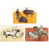 Rejoneadora I , Corrida I , and Corrida IV (Three Works) by Elisabeth Frink, Each a lithograph in colors, sold May 2022