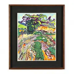 Fauvist Landscape with Figure by Jorge Chacón, Oil on canvas, sold May 2022