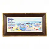 Boats on the Beach by Jorge Chacón, Oil on canvas, sold May 2022