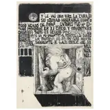 Muerte del Coronel Aureliano Buendía, Macondo (Death of Colonel Aureliano Buendía, Macondo) by André Salazar, Mixed-media ink drawing on paper, sold May 2022
