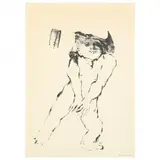 Standing Nude by Carlos Poveda, Ink on paper, sold May 2022