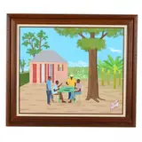 Le domino by Antoine Obin, Oil on board, sold May 2022